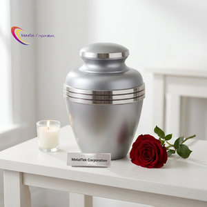 High Quality Brown Cremation Urn Silver Triband Secured Thread Lock Decorative <b>Memorial</b> Ashes Funeral Urns <b>Keepsake</b> Metal Jars - Product Image 6