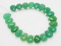 Pierre naturelle de chrysoprase verte de qualité supérieure, calcédoine faite à la main, facettée en forme de goutte, pierre lâche 14x10mm, trou de 0,50mm, certifiée par un tiers