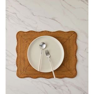 Napperon élégant en rotin à bords festonnés, tressé à la main, rectangulaire, pour tables de cérémonie - Product Image 3