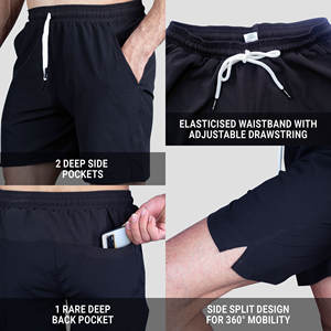 Pantalones Cortos Deportivos para Hombre con Cintura Elástica, Transpirables, para Gimnasio, Entrenamiento y Running, Diseño Liso, Técnica de Teñido Sencillo - Product Image 6