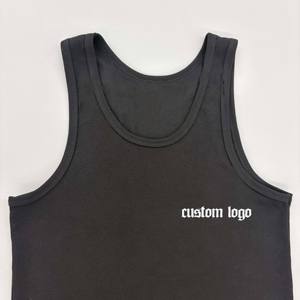 <b>Men's</b> <b>Black</b> Ribbed Gym <b>Vest</b> Tank Top O-Neck Casual Knitted Spandex/Polyester Breathable Eco-Friendly Quick Dry Solid Style - Product Image 6