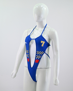 Maillot de bain une pièce monokini à découpes extrêmes imprimé Racing pour femme - Product Image 3