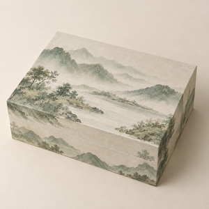 Boîte personnalisée avec couvercle et base en sable aquarellé pour l'emballage de masques faciaux en cadeau - Product Image 3