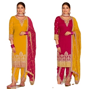 Traje de Boda Indio de Seda Bordada con Lentejuelas de 5mm de Primera Calidad al por Mayor, Último Estilo Nuevo, Kurti Dhoti Duppatta Personalizable para Mujer - Product Image 1