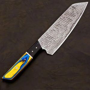 Cuchillo de Chef de Acero de Damasco de 13 Pulgadas Hecho a Mano por Ahmad Fabric, con Funda de Cuero, Grado Industrial, Personalizable OEM - Product Image 6