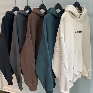 Premium <b>Mens</b> Hoodie Oversized 450GSM Chocolate Brown Boxy Fit Heavy Fleece <b>Pullover</b> Chest Logo Blank Sweatshirt Streetwear - Product Image 1