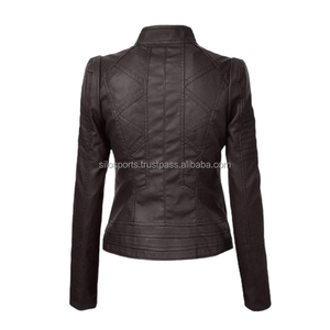 OEM vente en gros blouson aviateur en peau de mouton marron de haute qualité pour femmes hiver nouveau design tricoté respirant fermeture éclair motif solide - Product Image 2