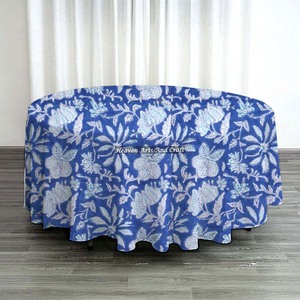 New Best Selling Products Factory Outlets Wedding Table Cloth Round Hand Block Printed Designer Pure Cotton <b>Tablecloths</b> for Sale - Product Image 5