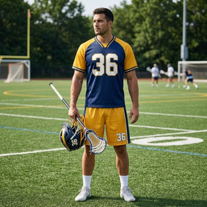 Maillots de lacrosse personnalisés sublimés, à grande ouverture, en maille, double éclat, avec bandes épaules, pour la compétition de lacrosse - Product Image 2
