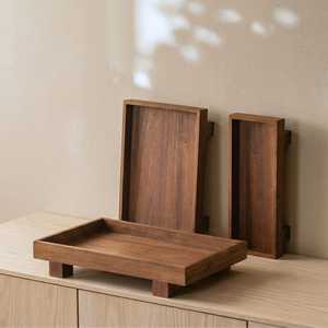 Wooden Tray: <b>Walnut</b> Wood Organizer Tray for Bathroom Kitchen Counter Coffee <b>Table</b> Display Japanese Wabi Sabi Decor - Product Image 1