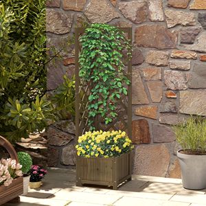 Aiuola rialzata in legno carbonizzato con traliccio per piante rampicanti e ortaggi, elegante traliccio e cancelli per recinzioni - Product Image 2