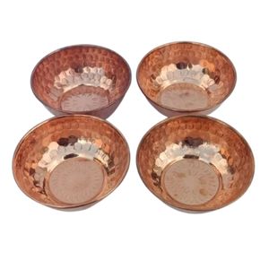 Juego de 4 Tazones de Cobre Martillado Hechos a Mano, Tazones Redondos Vintage de Cobre Puro para Servir, Vajilla para Cocina, Restaurante, Decoración del Hogar - Product Image 1
