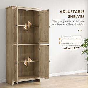 "Modern <b>Freestanding</b> <b>Kitchen</b> Pantry Cabinet with 4 Door & Adjustable Shelves-Farmhouse Style" - Product Image 5