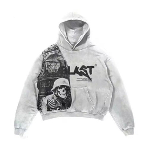 เสื้อฮู้ดดี้ผู้ชายทรงบ็อกซี่ ปี 2026 OEM ใหม่ ผ้าฝ้าย 100% ล้างสีแบบแอซิดวอช น้ำหนัก 450 กรัม ดีไซน์แบบสั่งทำพิเศษ - Product Image 2