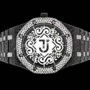 นาฬิกาข้อมือเพชรโมอิสซาไนต์ VVS คุณภาพดีที่สุด รุ่น Black Roduam ประดับเพชรแบบ Iced Out สไตล์ Bling ตัวเรือนสแตนเลสสตีล ทนทาน - Product Image 1