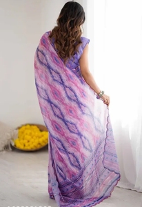 K V INTERNATIONAL Saree traditionnel en rayonne imprimée pour femme avec travail de miroirs en papier pour mariages, fêtes et occasions de Diwali – Collection Automne - Product Image 4