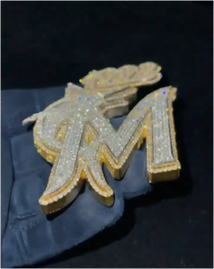 CONCEPTION Iced Out Shark Shape <b>Initial</b> Pendant Gold Plated VVS Hip Hop Bling <b>Necklace</b> For Men Women - Product Image 4