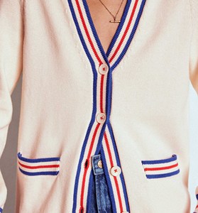 เสื้อคาร์ดิแกนคอวีสไตล์เรโทรระบายอากาศได้ดีสำหรับผู้ชาย ลายทางแบบวาร์ซิตี้ ให้ลุคคลาสสิกแบบนักเรียนชาย - Product Image 5