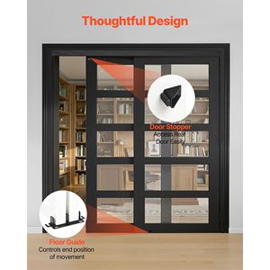 Kit Hardware per Porta Scorrevole a Doppia Guida in Lega di Alluminio da 6 Piedi, Facile Installazione, Funzionamento Fluido e Silenzioso - Product Image 5