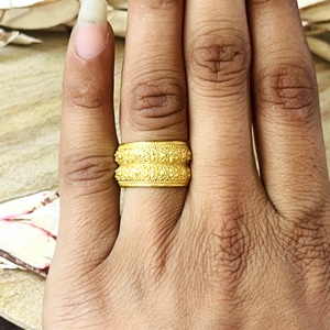 Trendy Design <b>Boho</b> Floral Band <b>Boho</b> Brass <b>Ring</b> for Women 18k Gold Plated Vintage Wide Filigree <b>Ring</b> for Wholesale/OEM/ODM - Product Image 3
