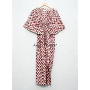 Vestido Maxi Kaftan para Mujer, 100% Algodón, Cuello en V, Sin Mangas, Silueta Ajustada, Cintura Natural, Estampado Floral, Primavera/Verano - Product Image 6