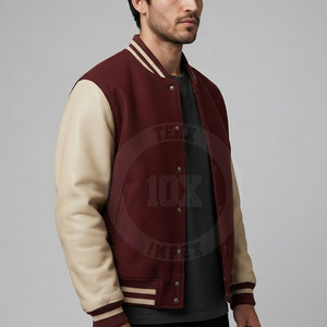 Veste d'hiver personnalisée à blocs de couleur, avec patch en chenille de qualité supérieure, ourlet en tricot côtelé, douce, confortable, style universitaire décontracté - Product Image 4
