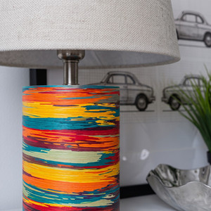 Lámpara de Mesa Redonda Moderna y Ecológica con Pantalla de Lino para Sala de Estar, Dormitorio, Hotel, Decoración del Hogar, para Todas las Estaciones - Product Image 2