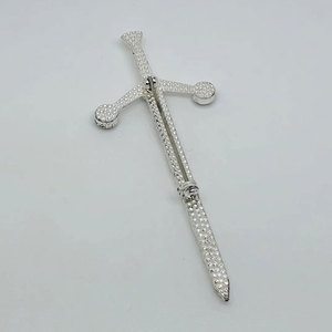 Broche Épée Écossaise Vintage Claymore en Métal Argenté et Malachite, Style Celtique, pour Kilt - Vente Chaude - Product Image 6