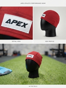 Bonnets en tricot thermique personnalisés avec logo, en tissu extensible rouge, pour l'hiver, unisexes, pour le sport - Product Image 4