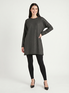 Blusa Étnica Elebe Lifestyle de Alta Calidad, Gris, Poliéster y Spandex, Cuello Redondo, Manga Larga, Corte Holgado, Transpirable y Fresca, para Mujer - Product Image 3