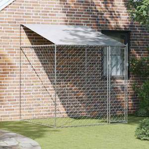 Jaula para Perros con Techo Plateado de 78.74 X 78.74 X 101.57 Pulgadas, Jaula Premium para Mascotas - Product Image 1