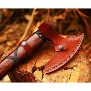 Hacha de Acero al Carbono Burraq Personalizada de 17.5 Pulgadas, Mango de Madera de Palisandro, Funda de Cuero, para Acampar al Aire Libre, Regalo para Papá, Hecha a Mano, Grado Industrial - Product Image 3