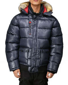 Veste d'hiver rembourrée longue à capuche pour hommes grandes tailles, imperméable et respirante, avec fermeture éclair, rembourrage en polyester, logo personnalisé, OEM - Product Image 6