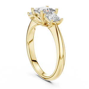 Bague de fiançailles classique en moissanite à trois pierres de taille princesse, en alliage d'or blanc 14 carats et argent sterling |   Bague de Mariage Trilogy pour Femme | - Product Image 5