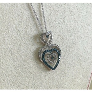 Collier pendentif en argent sterling avec chaîne à maillons, diamant rond naturel blanc bleu de 0,85 ct, style tendance, pour femmes, JEWELSPAARK - Product Image 1