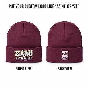 <b>Mens</b> Premium Soft Acrylic Rib Knit Beanie Cap 280 GSM Warm Stretch Cuffed <b>Winter</b> <b>Hat</b> Custom Embroidered Logo Burgundy Maroon <b>Hat</b> - Product Image 1