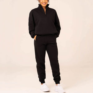 Conjunto Deportivo Casual de Dos Piezas para Mujer, Sudadera con Cierre y Capucha, Top Corto, Pantalones de Cintura Alta, Traje Deportivo OEM - Product Image 1