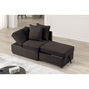 Poltrona Convertibile in Stile Contemporaneo, 1 Pezzo, Tessuto Grigio con Seduta Funzionale e Vano Portaoggetti, con Cuscini per Soggiorno - Product Image 3