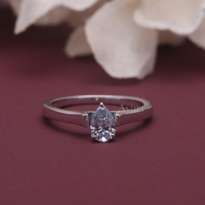 IGI Certified Pear Cut Lab Grown Diamond Engagement <b>Ring</b> 18K White / Rose & Yellow Gold Solitaire <b>Ring</b> Minimalist Bridal <b>Ring</b> - Product Image 1