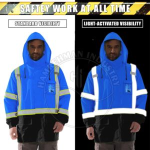 High Visibility Polyester Front Zipper Reflective Safety Jacket Wholesales Custom Logo Construction Winter Clothes Safety Wear - Product Image 2