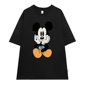 T-shirt unisexe en coton de haute qualité avec imprimé souris de dessin animé mignon, coupe oversize, style streetwear décontracté, logo personnalisé, commandes en gros - Product Image 1