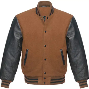 High Quality Custom Street Wear <b>Men's</b> Varsity Jackets Fashionable Breathable Canvas Stand Collar CollegeBaseballjacket for <b>men</b> - Product Image 1
