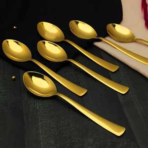 <b>Gold</b> Spoons Set Luxury Stainless Steel Tableware Golden Dessert Soup Spoons <b>Kitchen</b> Dining <b>Utensils</b> Shiny <b>Gold</b> Finish - Product Image 1