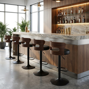 Modern <b>Adjustable</b> Swivel Counter <b>Height</b> <b>Bar</b> <b>Stool</b> with Metal Frame and Backrest, High Chair for Kitchen Island and Restaurant - Product Image 4