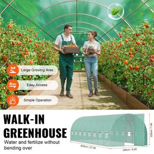 Serra a tunnel verde 27.4x9.5x7.4 piedi con telaio in acciaio zincato, serra per piante in PE verde, piccola serra a tunnel in PVC - Product Image 6