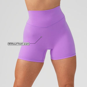 High <b>Elastic</b> <b>Waist</b> Solid Color Biker Shorts Women Sporty Knitted Waterproof Breathable Yoga Gym Activewear - Product Image 5