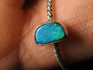 Australian Doublet <b>Opal</b> Classic Bezel Setting <b>Ring</b> 925 Sterling <b>Silver</b> 6.5US Size Handmade Wedding Party Gift for Her - Product Image 4