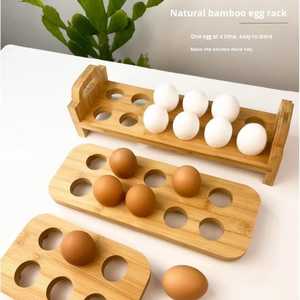 Natural Bamboo <b>Egg</b> Holder Rack Kitchen <b>Storage</b> Tray Wooden <b>Egg</b> Organizer Stand Durable Eco Friendly Countertop Display - Product Image 5