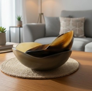 Bol en corne naturelle de qualité supérieure, nouveau design magnifique, forme ronde, idéal pour le riz, la soupe et comme assiette. - Product Image 4