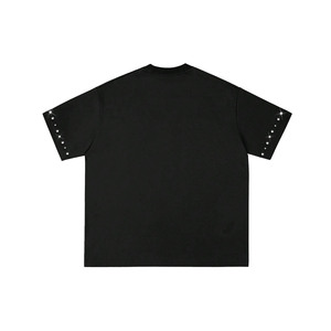Camiseta Vintage Gráfica DTG Personalizada de Fabricante, de Lujo con Pedrería, Negra, para Hombre, Bajo MOQ, Lavado Ácido - Product Image 3